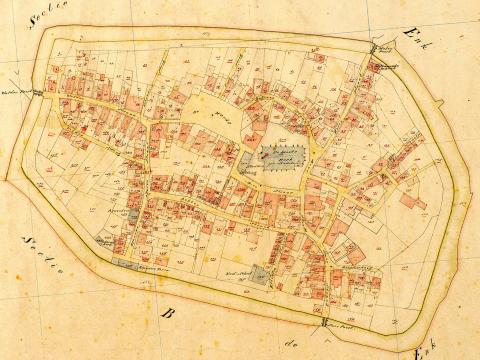 Kadastrale kaart van de Lochemse binnenstad in 1832