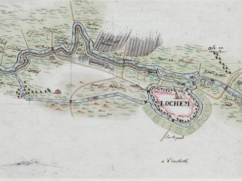 Lochem op de Berkelkaart van Bonnet, Ravenschot en vd Heuvel in 1763